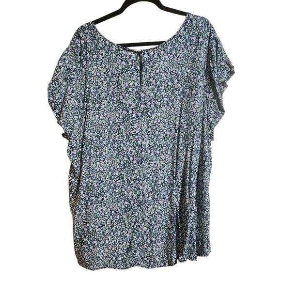 Anne Carson Woman's Short Sleeve High-Low Top Plus Size 3X Ditzy Floral Spring - Picture 7 of 10